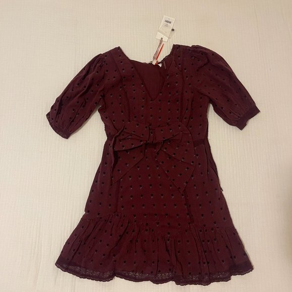 LoveShackFancy Lena Dress Burgundy - Picture 3 of 4
